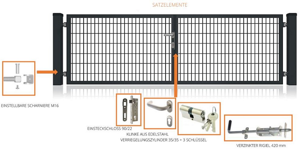 Fa-Bausysteme Doppelflügeltor Anthrazit 3000 x 1000 mm