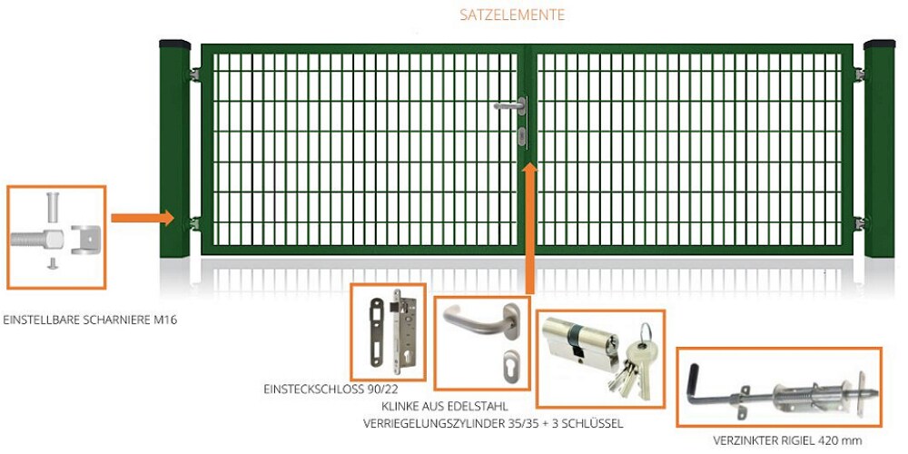 Fa-Bausysteme Doppelflügeltor Moosgrün 3000 x 1200 mm