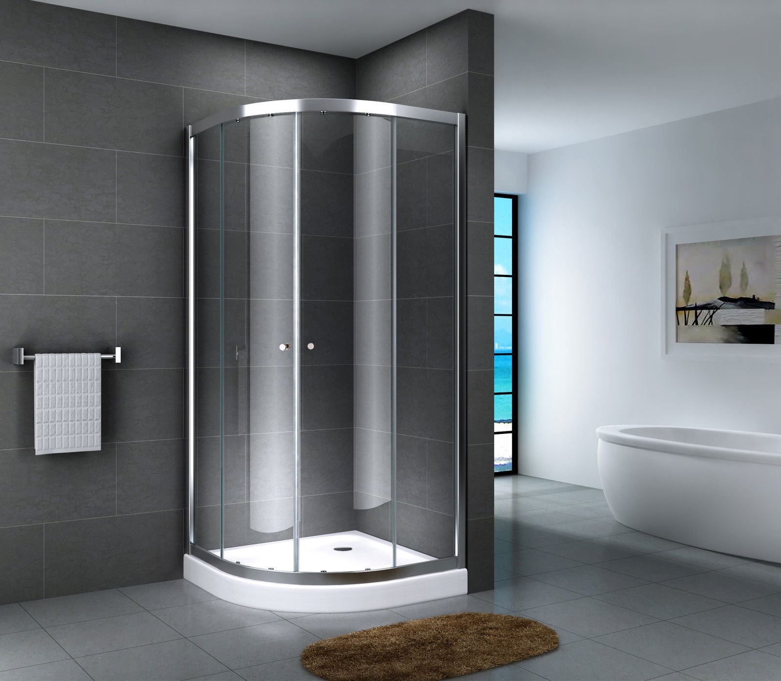 Fa-Bausysteme Glasdusche Fulda Gestreift 90 x 90 cm ohne Wanne 