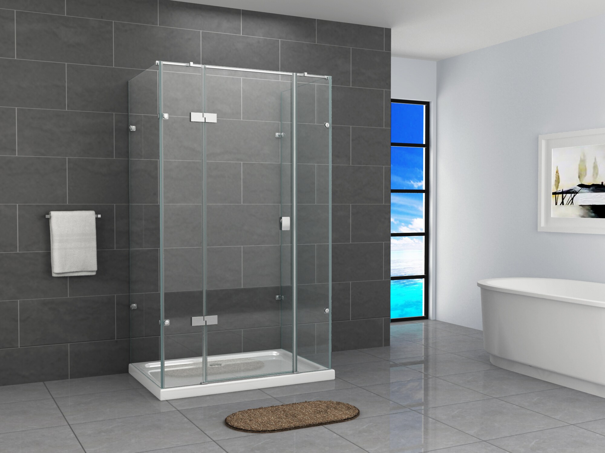 Fa-Bausysteme Glasdusche Isar links Klarglas 140 x 80 cm ohne Wanne 