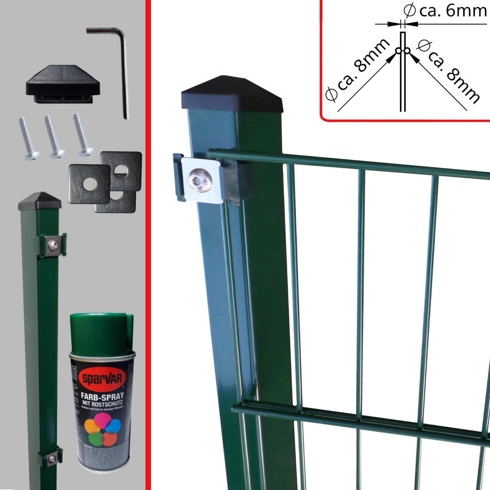 Fa-Bausysteme Doppelstabzaun Moosgr&uuml;n  8-6-8 Pl&auml;ttchen 1030 mm 10 m 