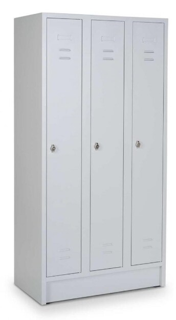 CEHA Reihen- und Garderobenschrank mit 120 cm Breite und 3 Abteil in RAL7035 