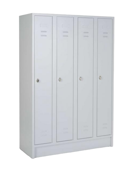 CEHA Reihen- und Garderobenschrank mit 120 cm Breite und 4 Abteil in RAL7035 