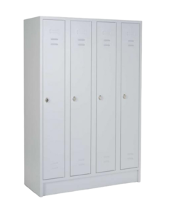 CEHA Reihen- und Garderobenschrank mit 120 cm Breite und 4 Abteil in RAL7035 