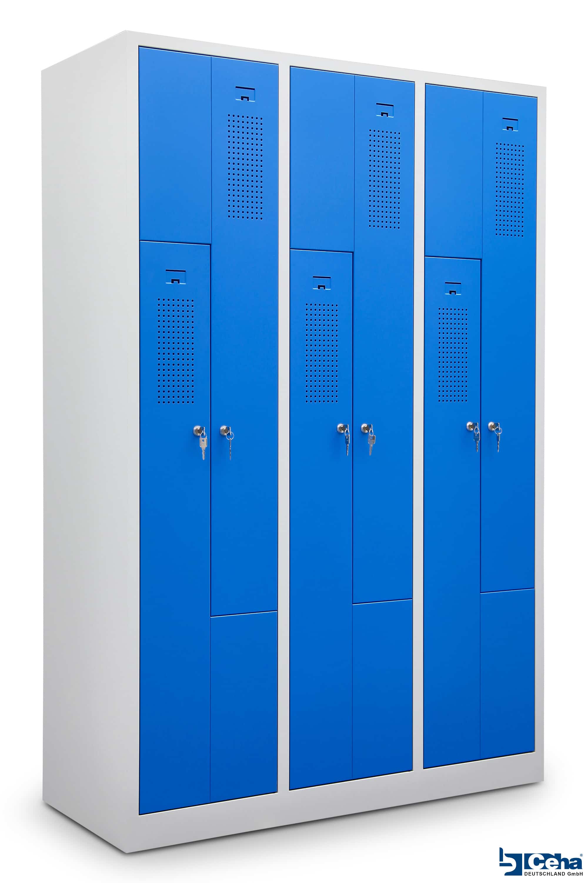 CEHA Garderoben Z-Spind 120 cm Breite mit T&uuml;ren in enzianblau RAL5010 