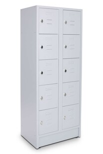 CEHA Schließ- und Fächerschrank mit 70 cm Breite und 10 Fächer lichtgrau/lichtgrau mit Drehriegelverschluss 