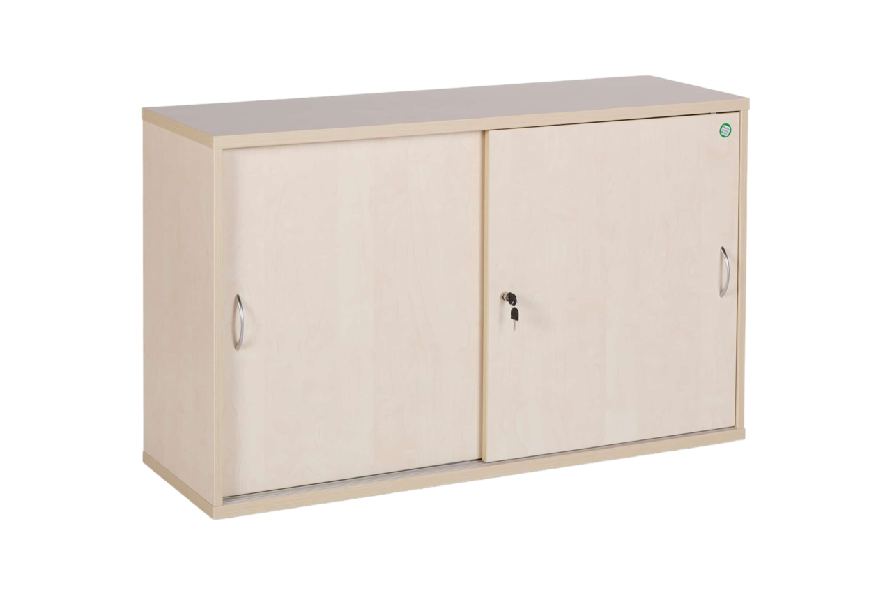 CEHA Schiebet&uuml;ren- und Sideboard B&uuml;roschrank Holz 120 cm Breite in Dekor ahorn mit 2OH 