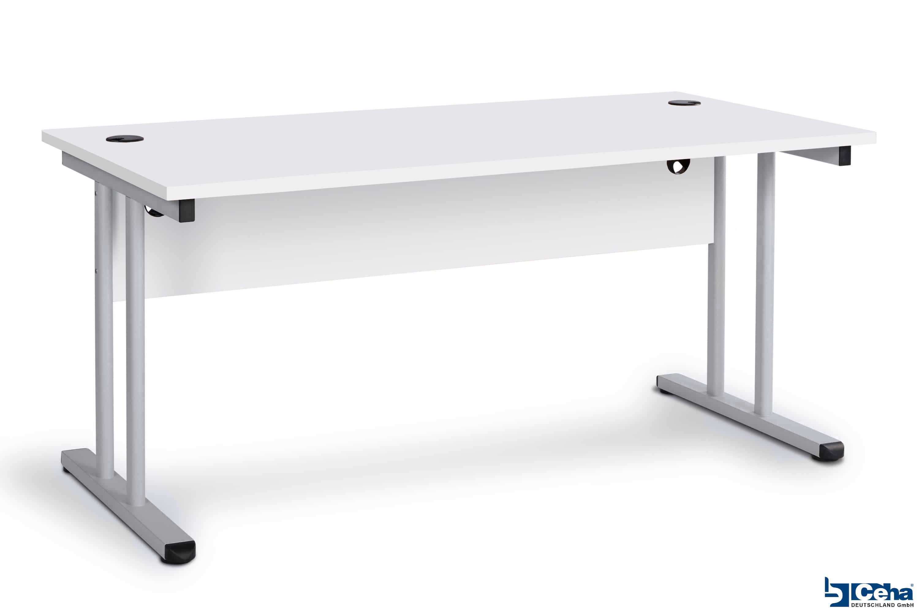 CEHA B&uuml;roschreibtisch mit T-Fu&szlig; und Knieraumblende 160 x 80 cm wei&szlig; 