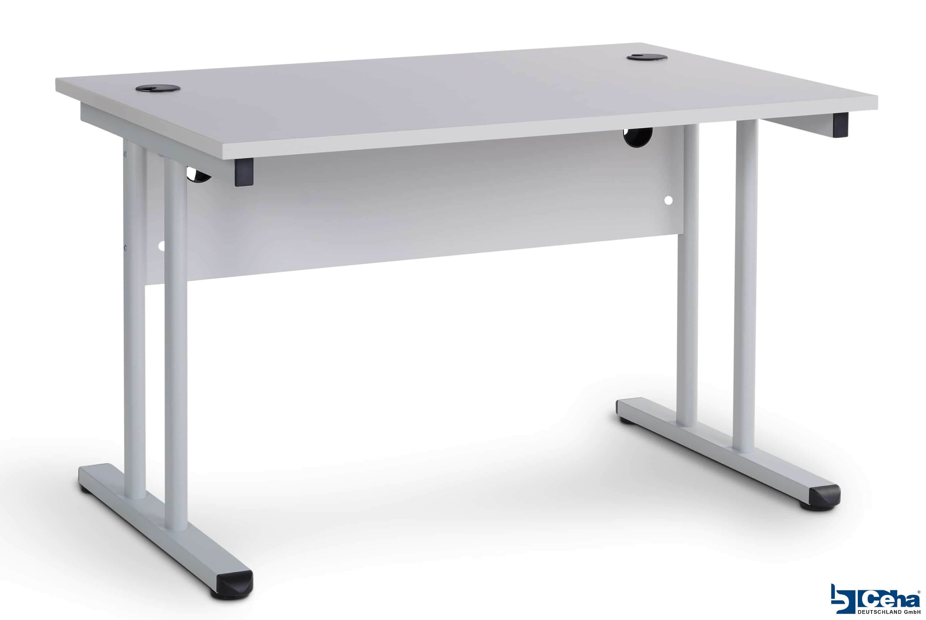 CEHA B&uuml;roschreibtisch mit T-Fu&szlig; und Knieraumblende 120 x 80 cm grau 