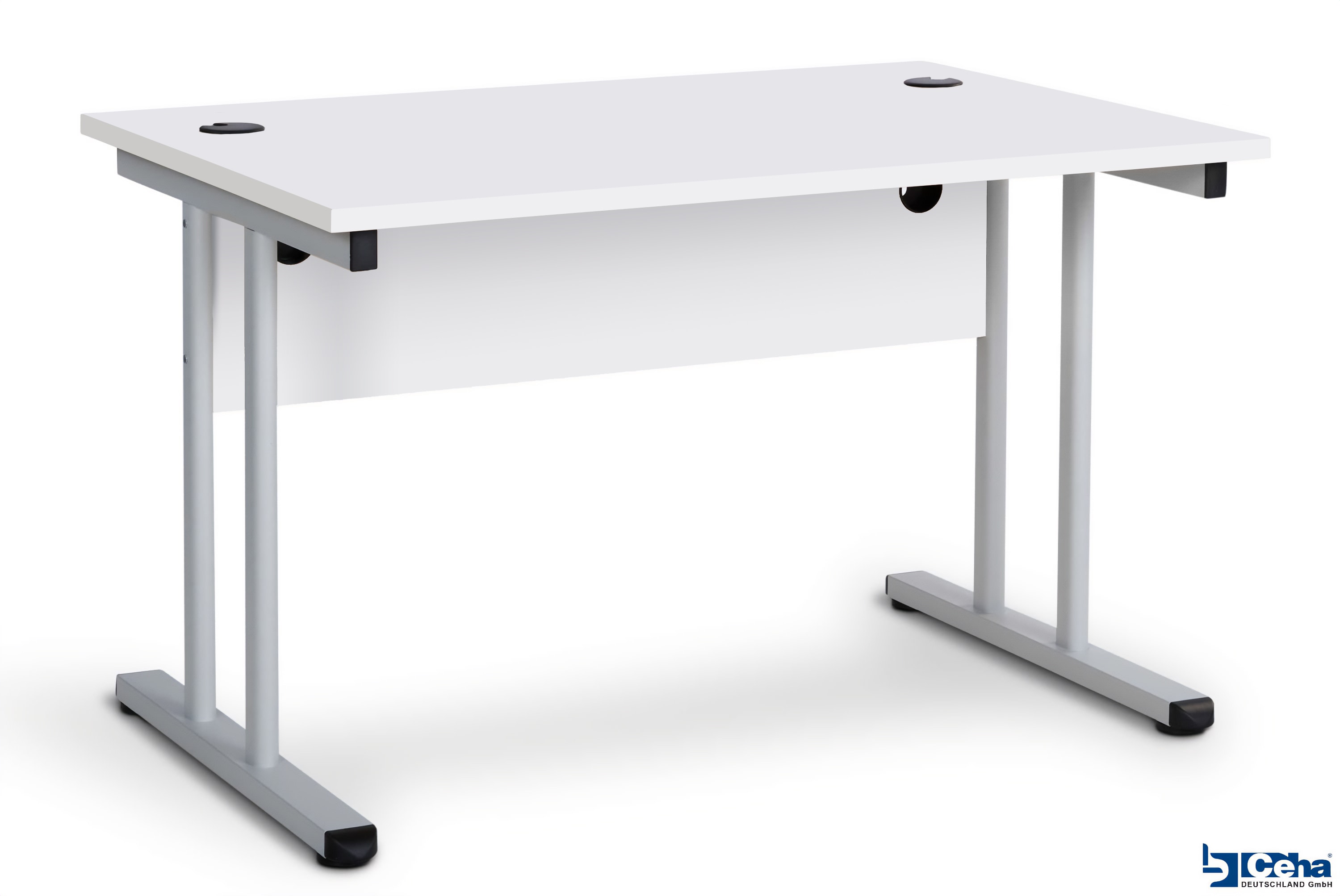 CEHA B&uuml;roschreibtisch mit T-Fu&szlig; und Knieraumblende 120 x 80 cm wei&szlig; 