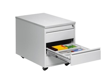 CEHA Rollcontainer ST790 mit Holztop Dekor grau 3 Sch&uuml;ben in RAL7035 (lichtgrau) 