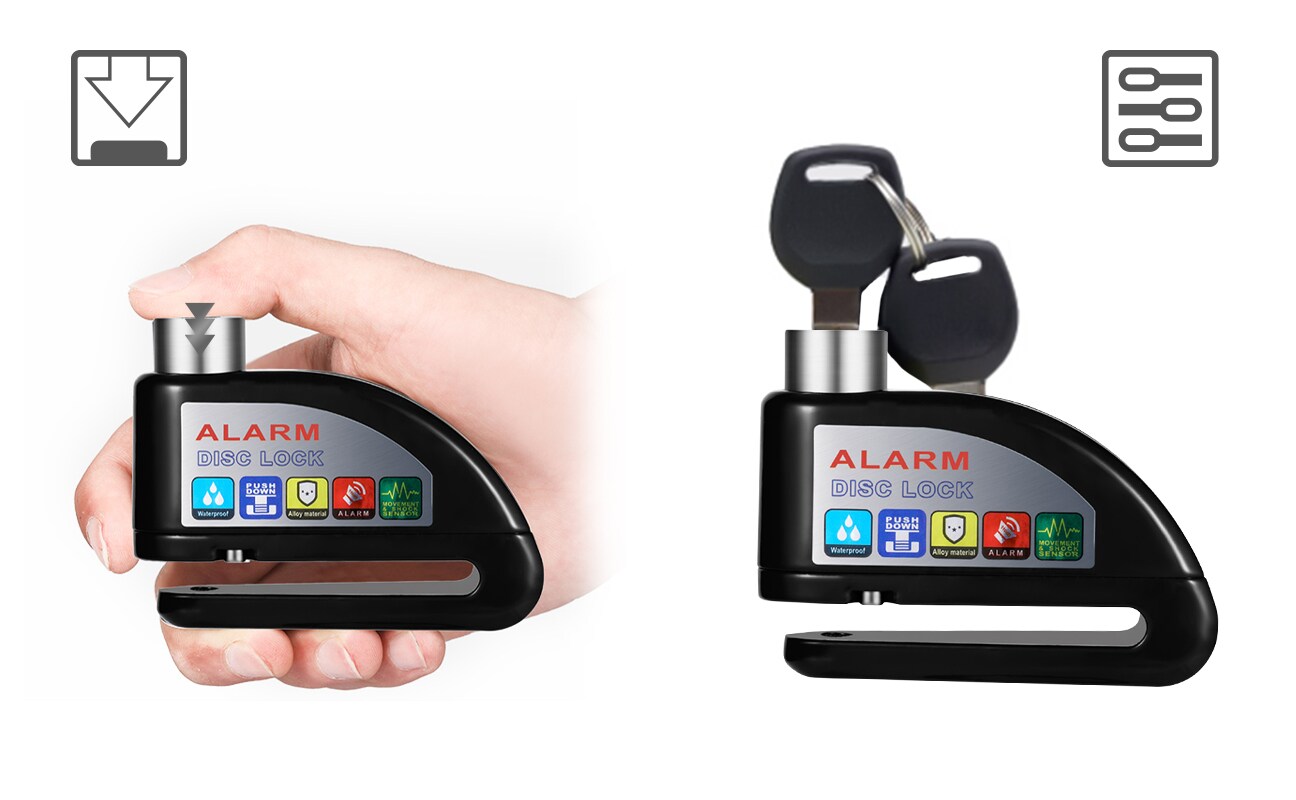 SachsenRAD Bremsscheibenschloss Secure Disc, Diebstahlschutz mit lautem Alarm 