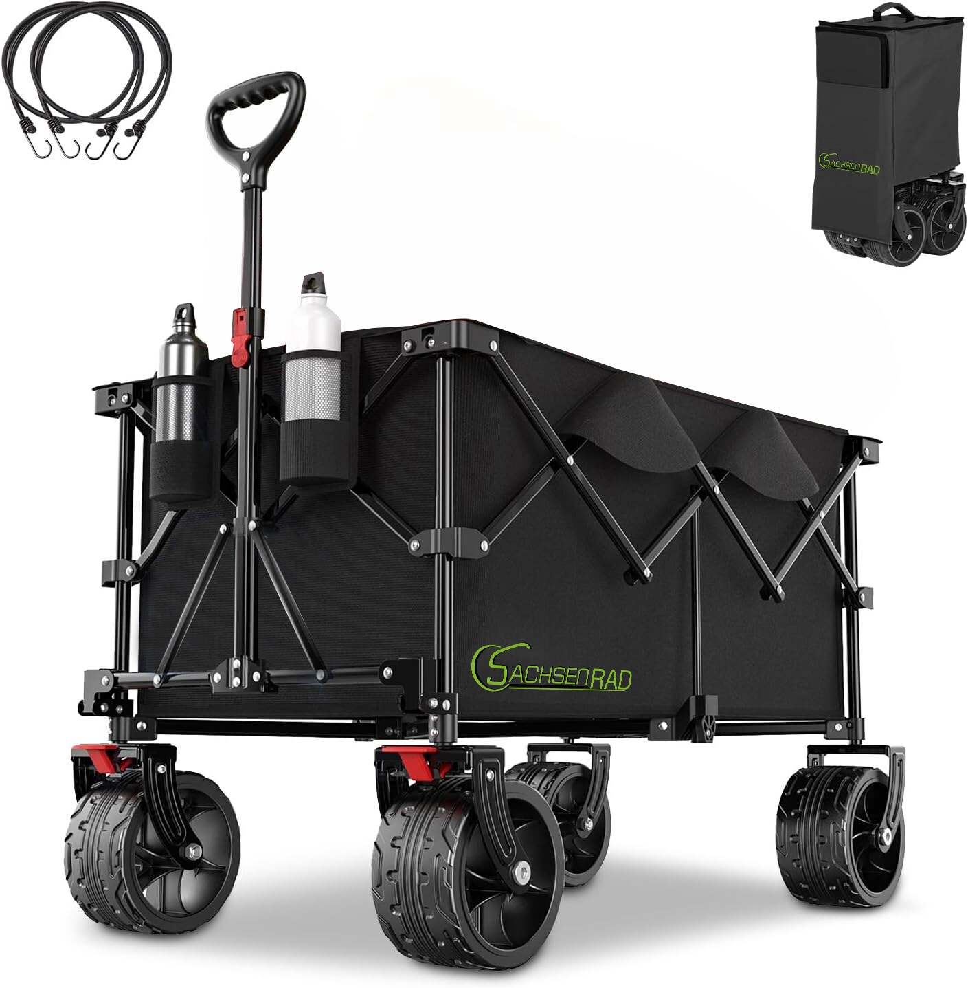 SachsenRAD Faltbarer Bollerwagen 200l, 100kg Zuladung 