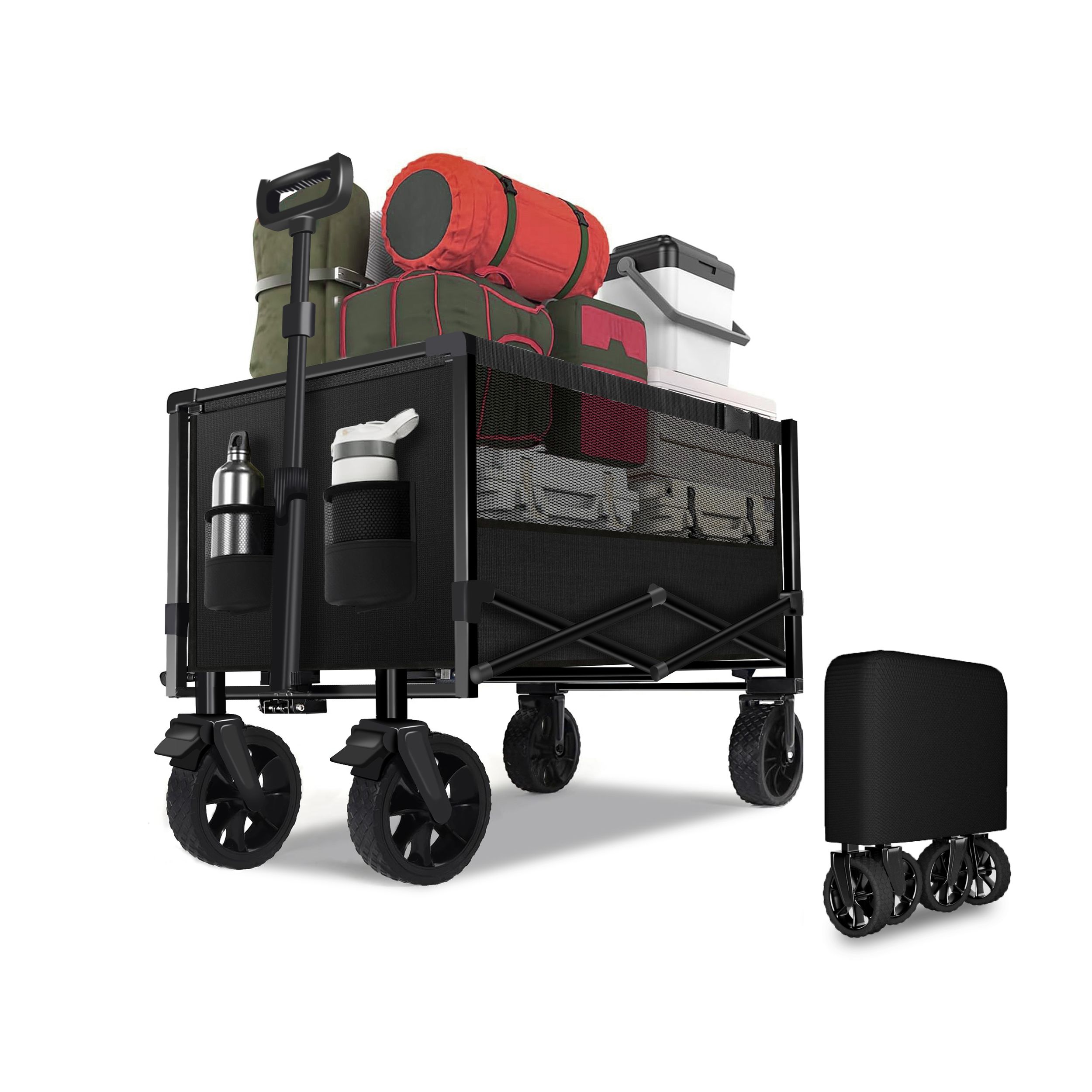 SachsenRAD Faltbarer Bollerwagen Gel&auml;ndereifen 160L 150kg 