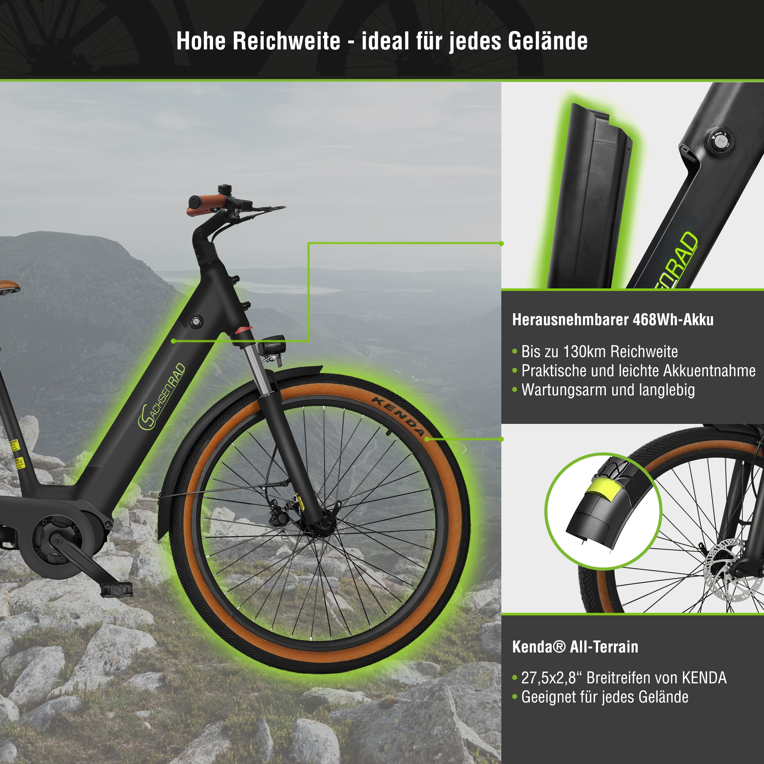 SachsenRAD E-SUV CityBike C5 Centro mit Diebstahlsicherung bei