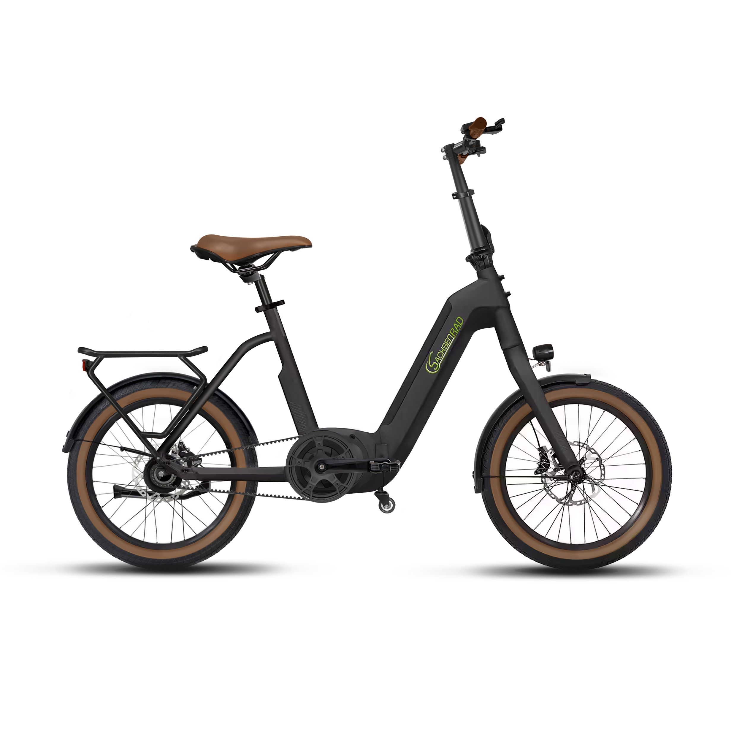 SachsenRAD E-Klapprad Faltrad F3R Centro mit Riemenantrieb und Magnethalterung 