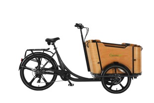 SachsenRAD E-Lastenrad T2 Neo Vintage Transport E-Bike mit Holzbox schwarz 