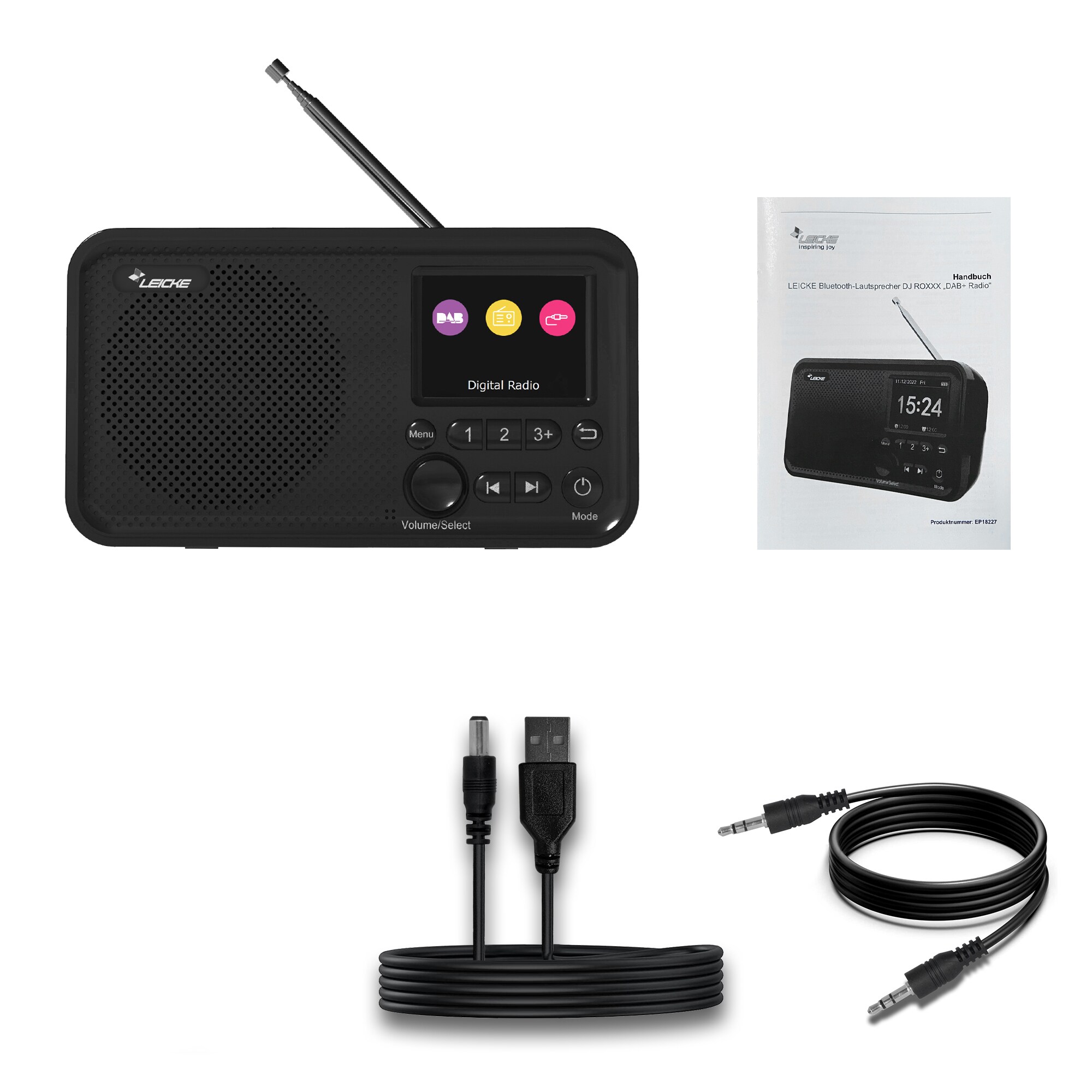 LEICKE DJ ROXXX DAB+ Radio mit Bluetooth 5.0, K&uuml;chenradio, 2000mAh Batterie 