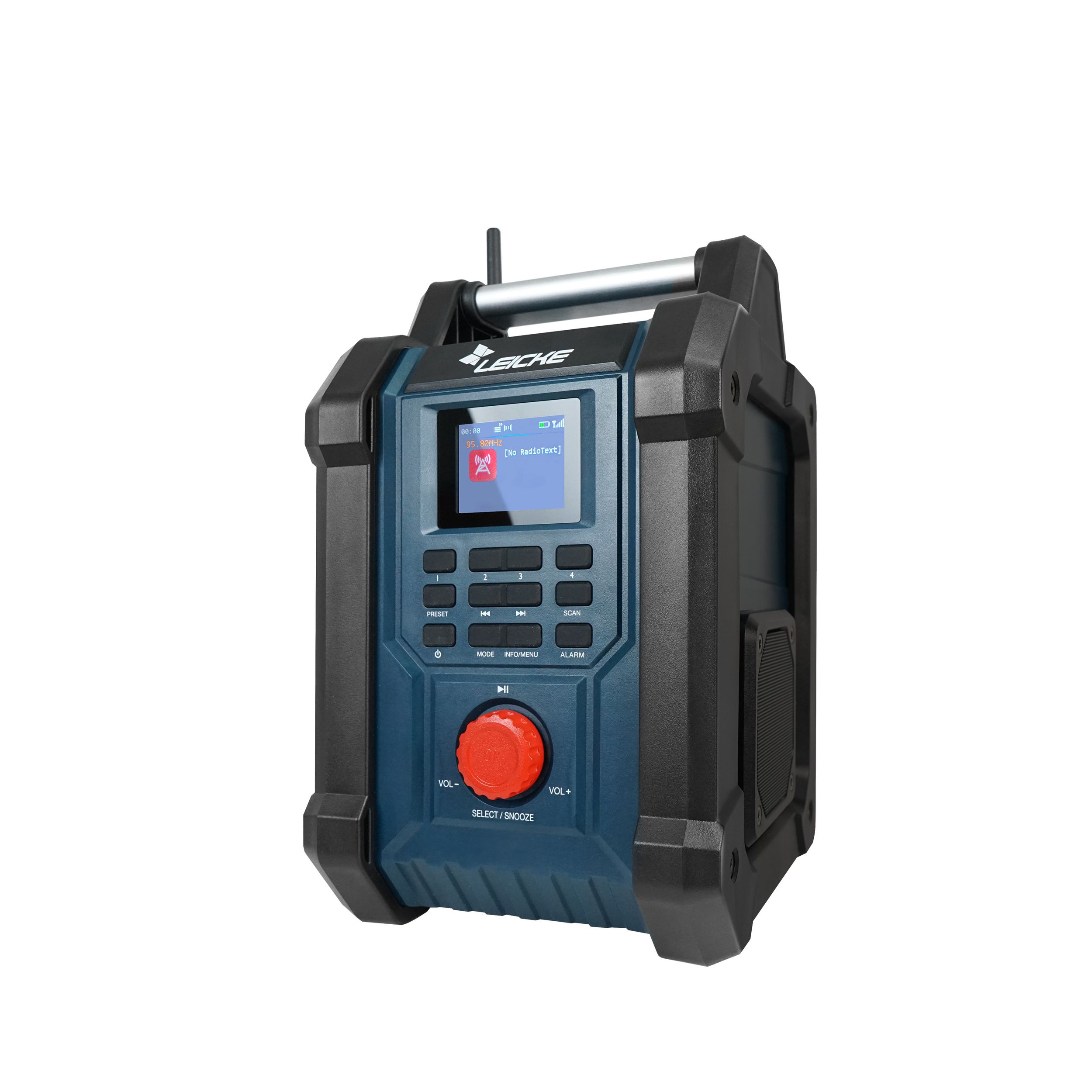 LEICKE DAB+ Baustellenradio, staub- und spritzwassergesch&uuml;tzt, Dual-Weckalarm 