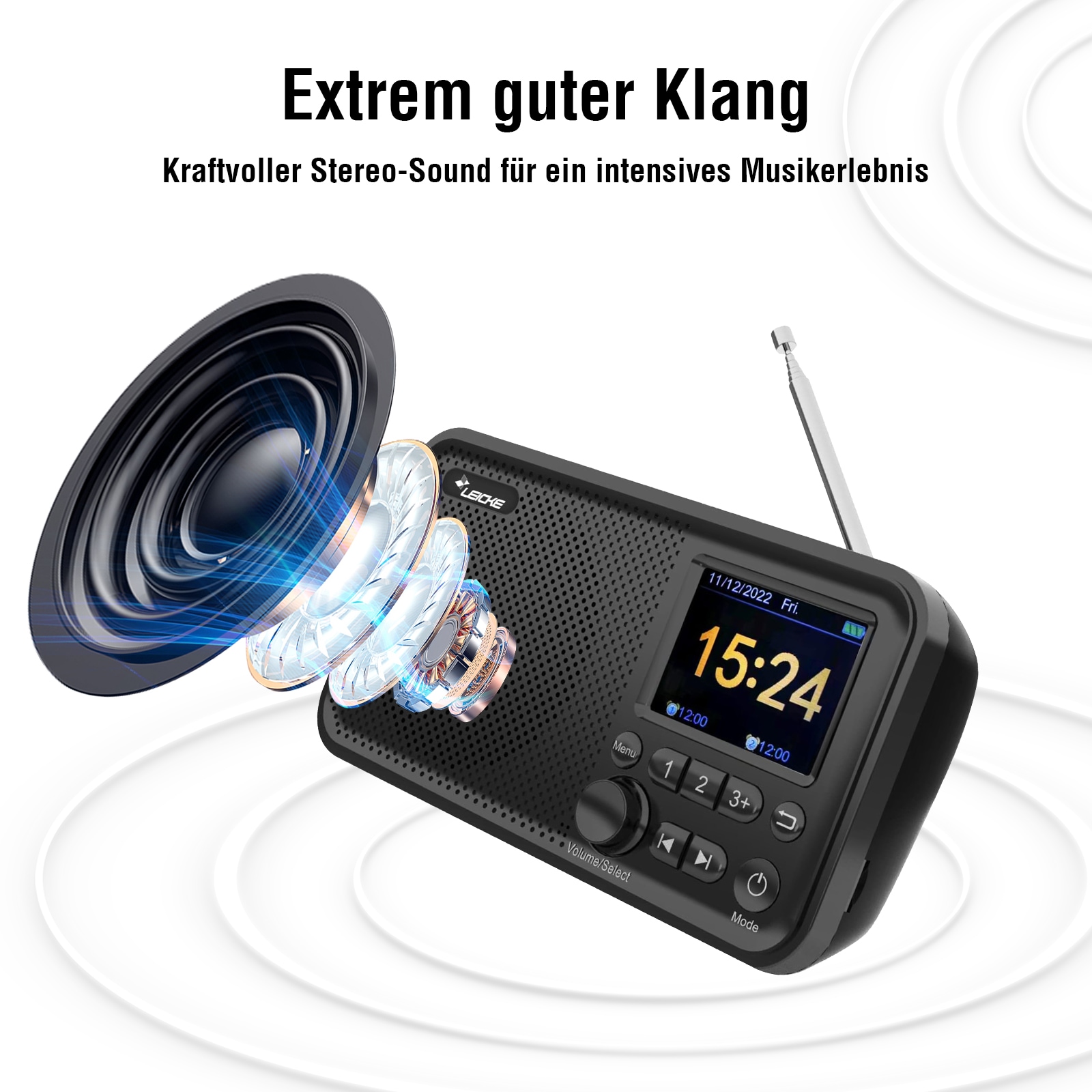 LEICKE Radio portátil Dab+ con Bluetooth 5.0, Radio Dab/Dab+ y FM