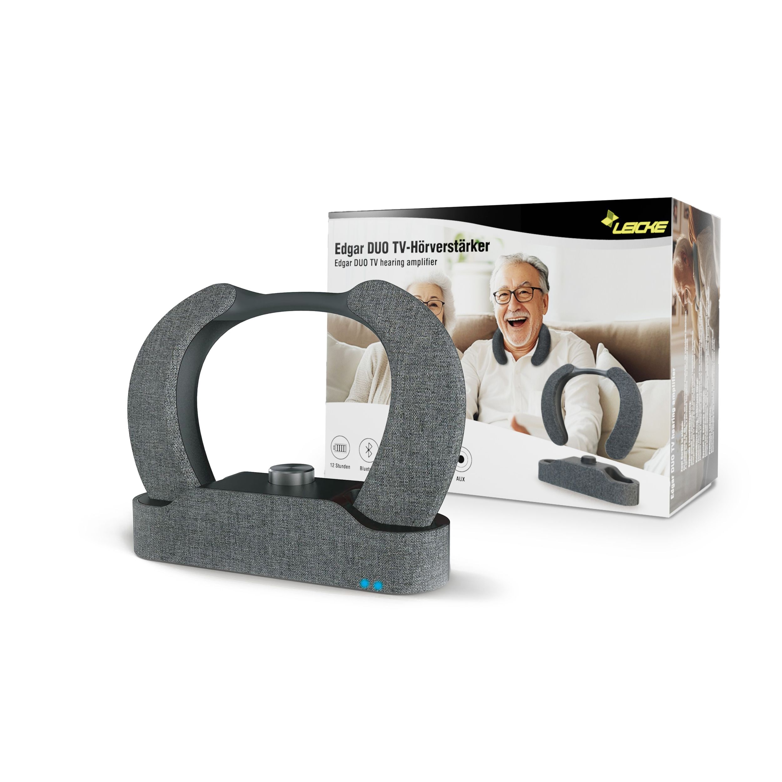 LEICKE Edgar Duo TV-Lautsprecher Nackenkopfh&ouml;rer H&ouml;rverst&auml;rker f&uuml;r Senioren 