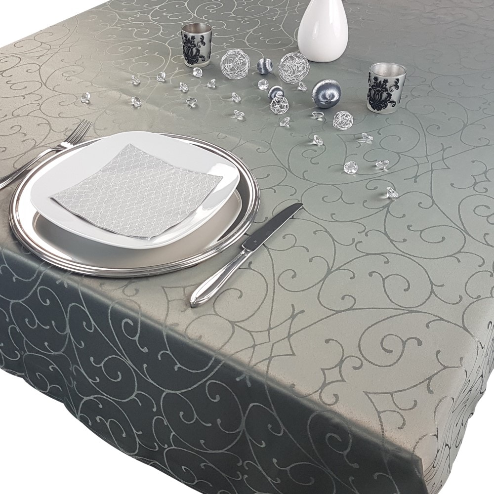 NYVI Tafeldecke Premium 150x250 cm mit edlen Ornamenten Farbe:Anthrazit 