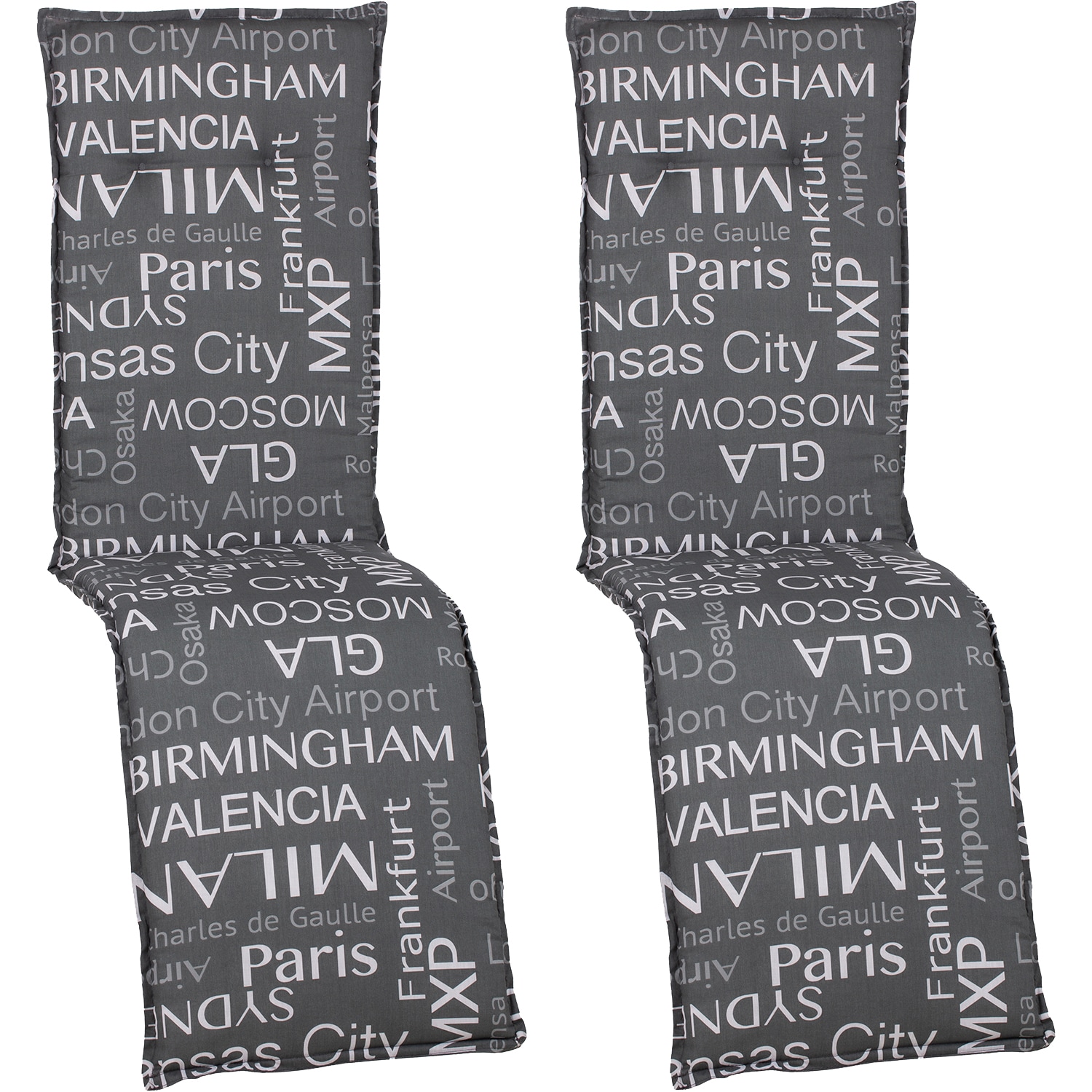 NYVI Auflage f&uuml;r Relaxliegen Barcelona 2er Set 171x50x6cm &ndash; Liegenauflage mit Komfortschaumkern und Bezug &ndash; Sitzpolster f&uuml;r Gartenliegen Dessin:St&auml;dtenamen 