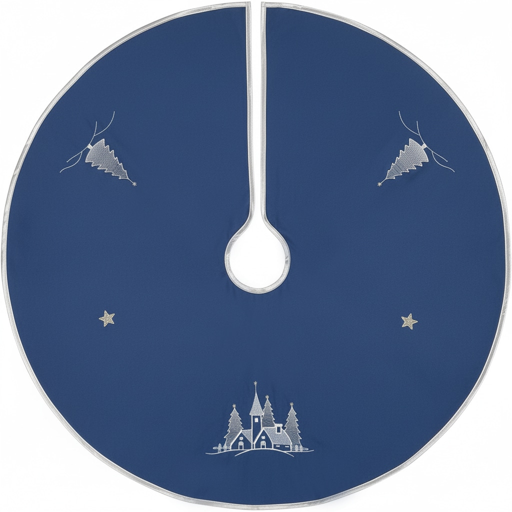 NYVI Weihnachtsbaumdecke Weihnachtsdorf 90 cm - Weihnachtsbaum Rock - Tolle Dekoration f&uuml;r alle Weihnachtsb&auml;ume Farbe:Blau 
