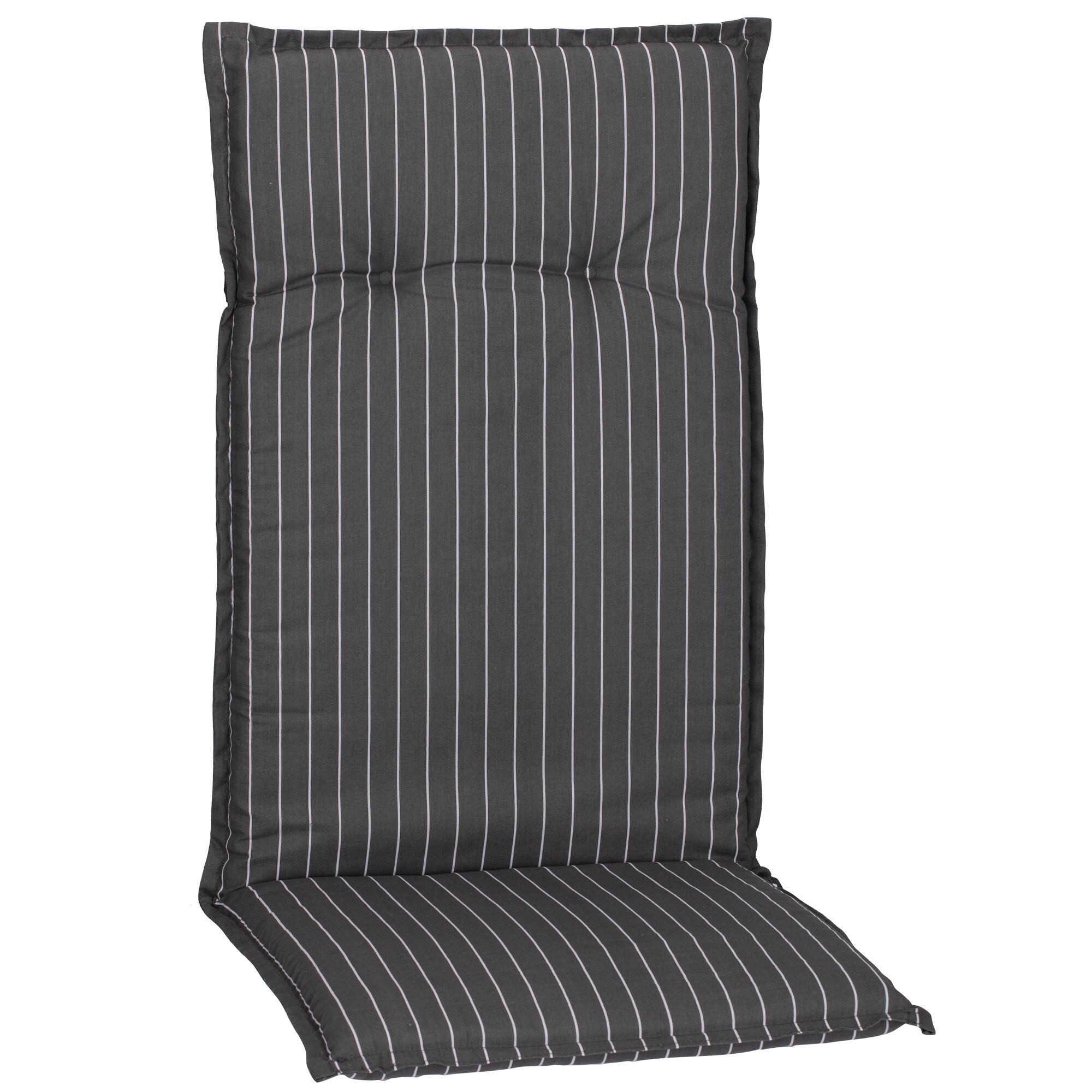 NYVI Gartenstuhl-Auflage Barcelona &ndash; Hochlehnerauflage f&uuml;r Gartenst&uuml;hle Anzahl:1x;Dessin:Grau Wei&szlig;e Streifen 