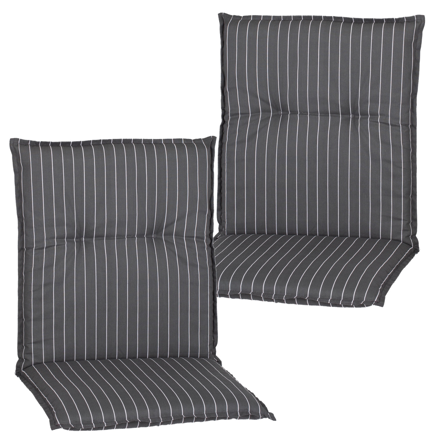 NYVI Gartenstuhl-Auflage Barcelona &ndash; Niedriglehnerauflage f&uuml;r Gartenst&uuml;hle Anzahl:2er Set;Dessin:Grau Gestreift M050 