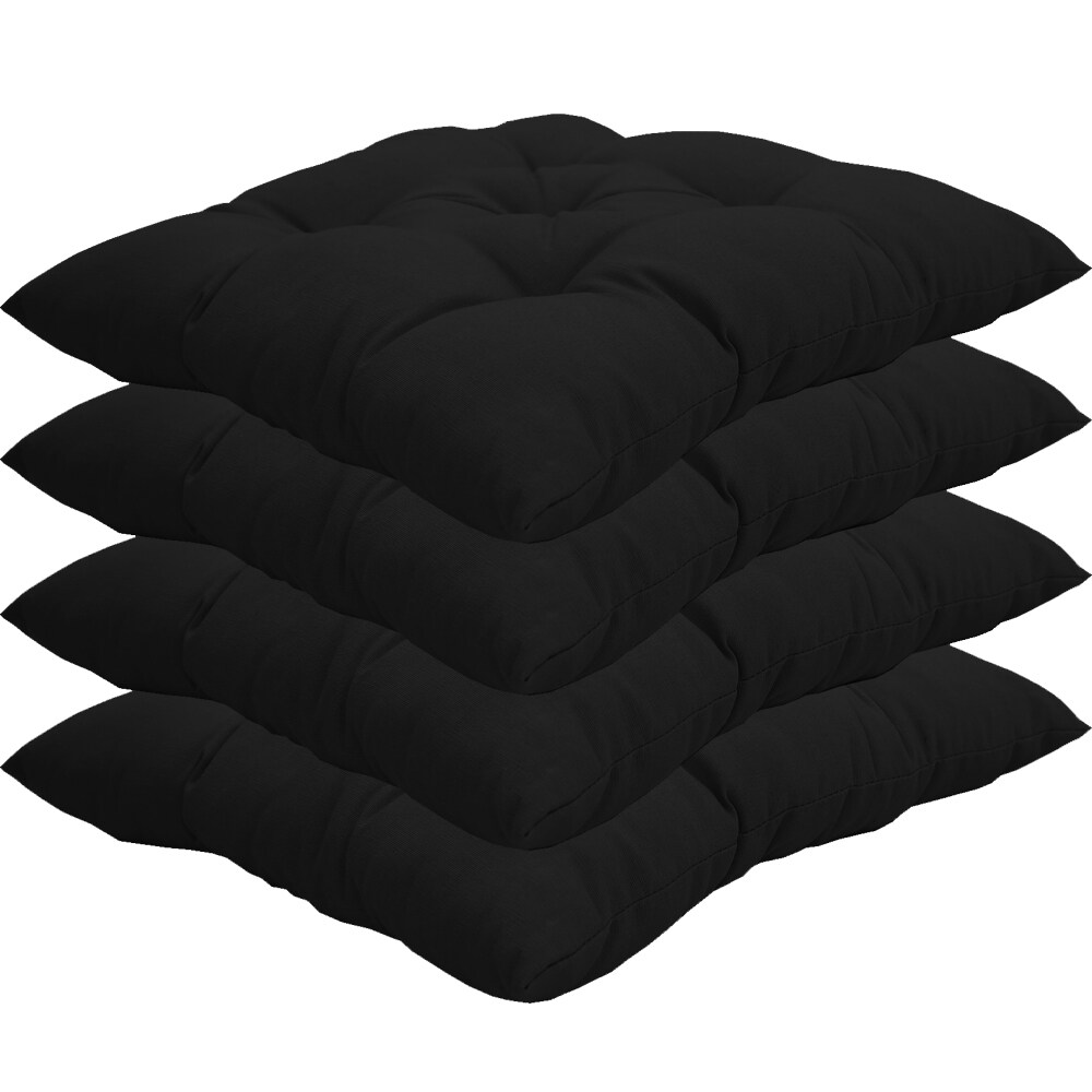NYVI Stuhlkissen Genua 38x38 cm 4er Pack Sitzkissen mit Steppung Farbe:Schwarz 