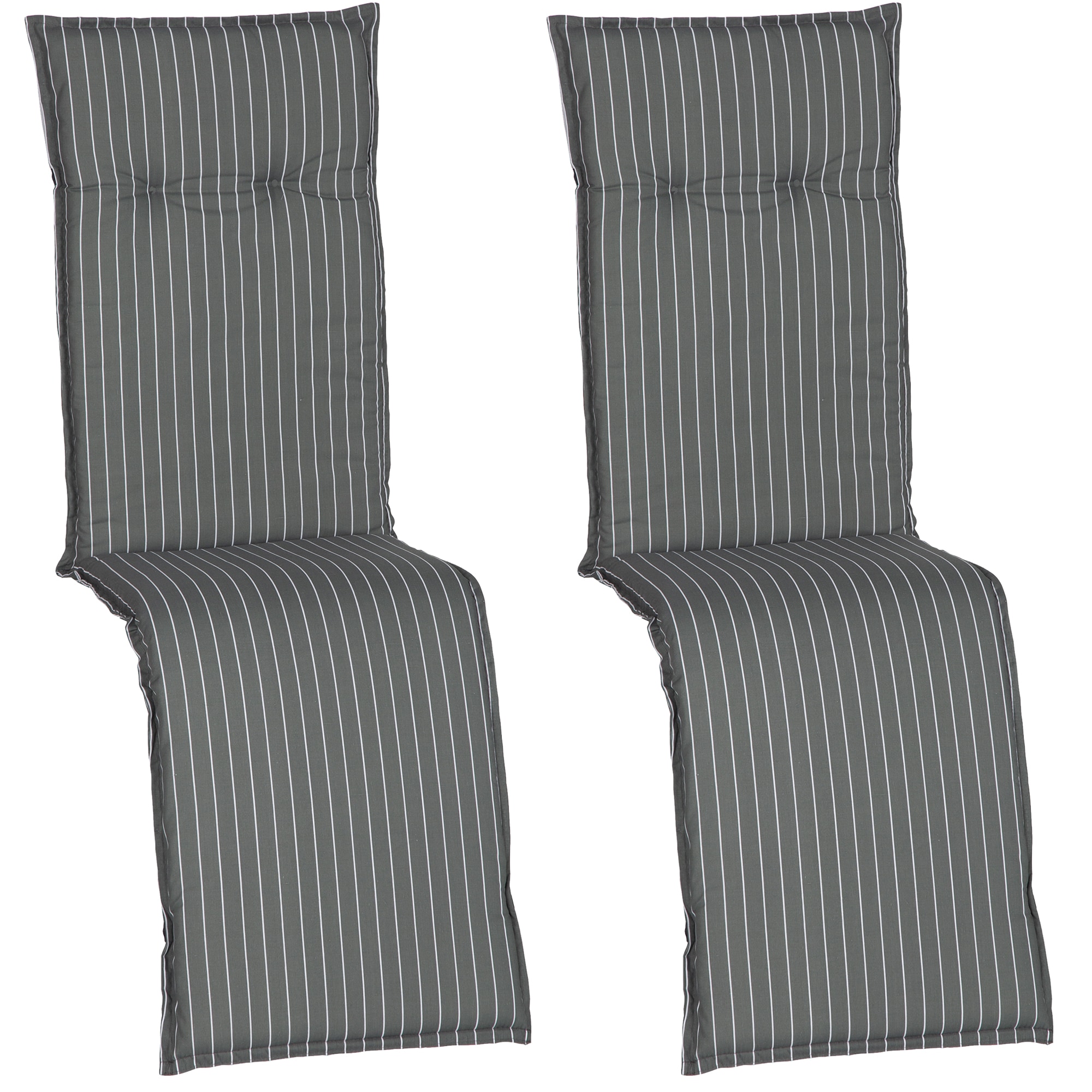 NYVI Auflage f&uuml;r Relaxliegen Barcelona 2er Set 171x50x6cm &ndash; Liegenauflage mit Komfortschaumkern und Bezug &ndash; Sitzpolster f&uuml;r Gartenliegen Dessin:Grau Wei&szlig;e Streifen 