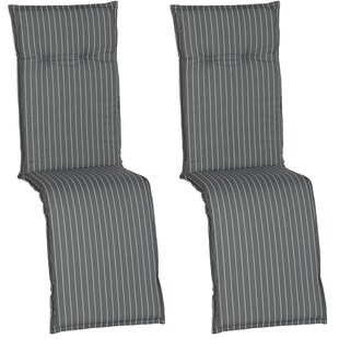 NYVI Auflage für Relaxliegen Barcelona 2er Set 171x50x6cm – Liegenauflage mit Komfortschaumkern und Bezug – Sitzpolster für Gartenliegen Dessin:Grau Weiße Streifen 