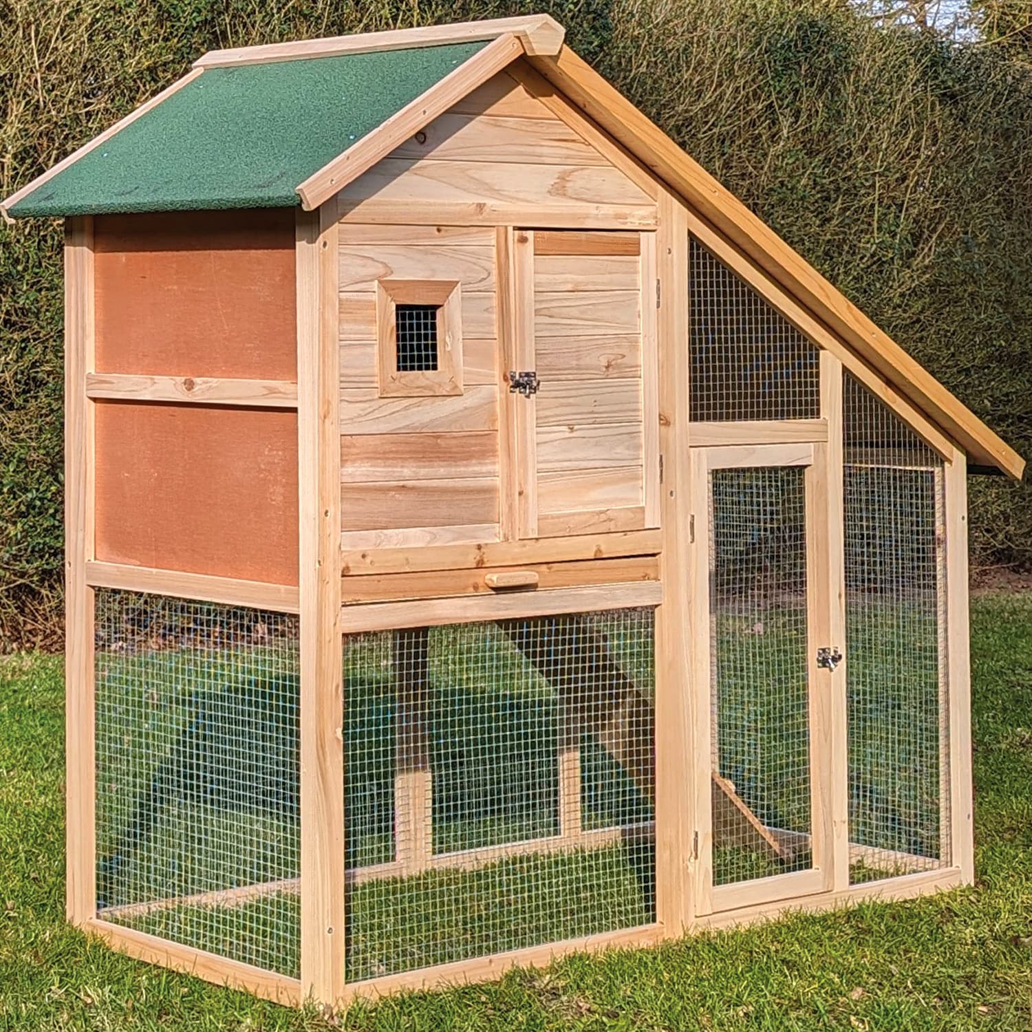 NYVI Kaninchenstall Semplice mit Auslauf - Kleintierstall mit Gehege - Winterfest & Wetterfest f&uuml;r Drau&szlig;en 