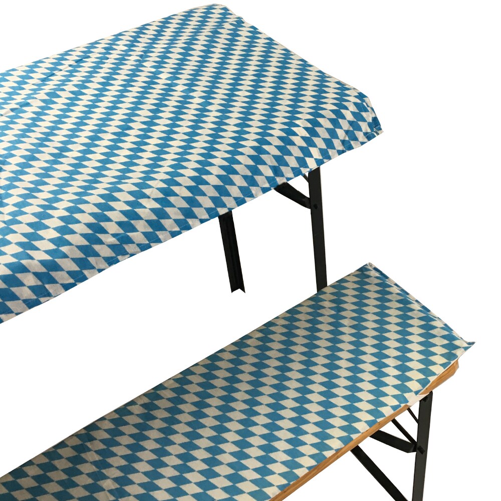 Bierbankauflagen Set NYVIGala 3 teilig - Auflagen für Bierzeltgarnitur - Tischdecke für Biertisch & Sitzpolster für Bierbänke Farbe:Bayrische Raute;Größe:240x70 cm