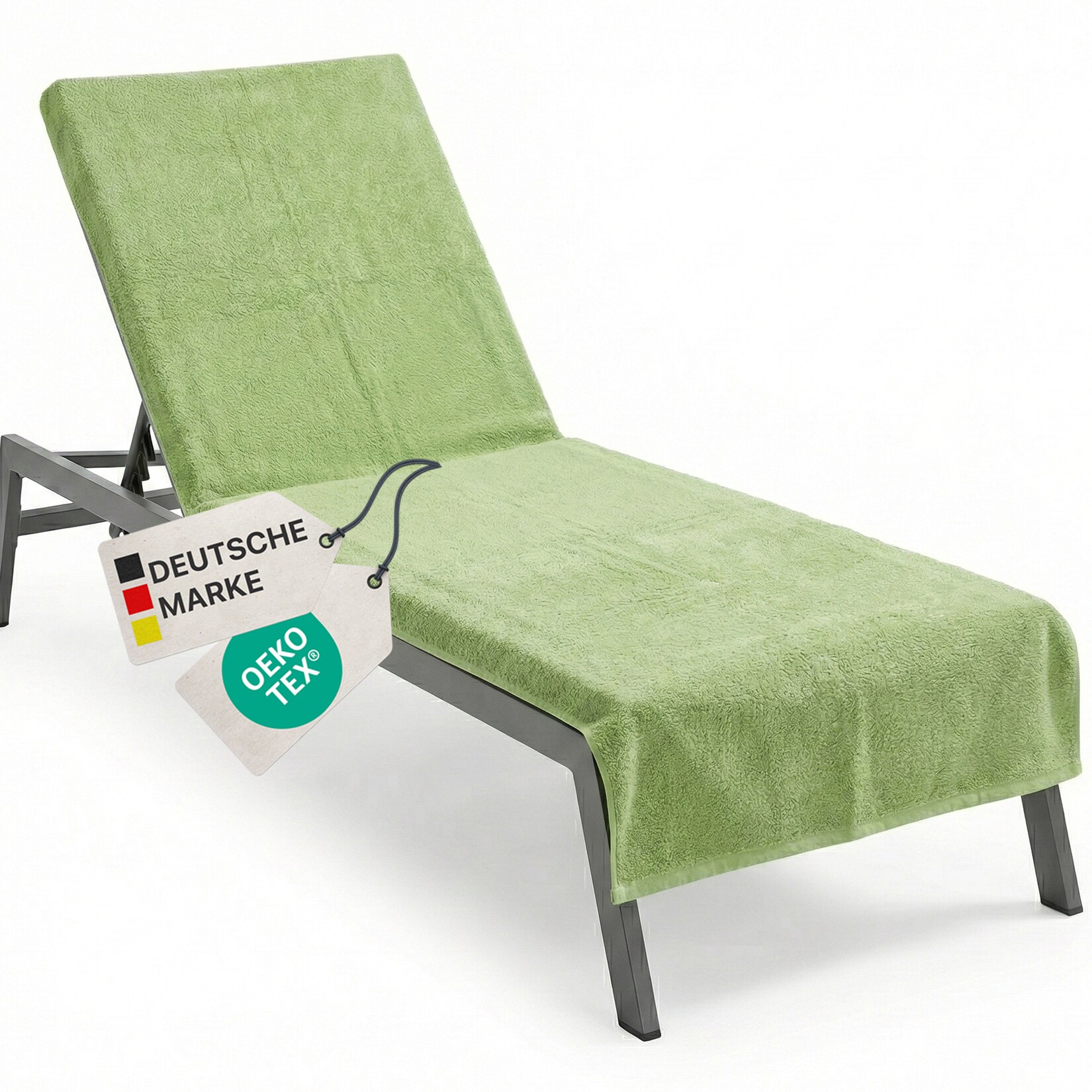 Frottee Schonbezug für Gartenliege NYVISpa 75x200 cm - Hygiene Liegestuhlauflage für Sonnenliegen Strandliegen Farbe:Grün