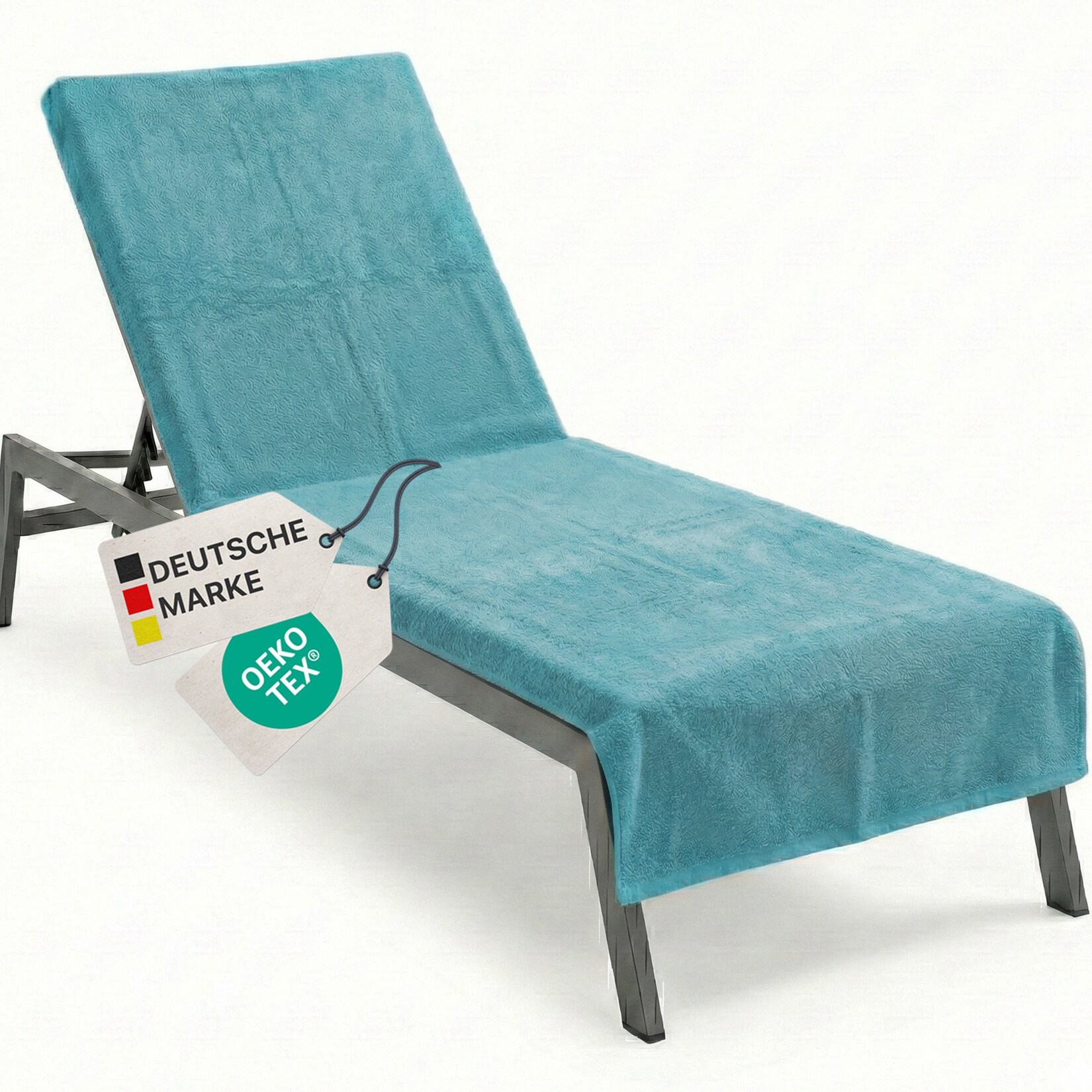 Frottee Schonbezug für Gartenliege NYVISpa 75x200 cm - Hygiene Liegestuhlauflage für Sonnenliegen Strandliegen Farbe:Türkis