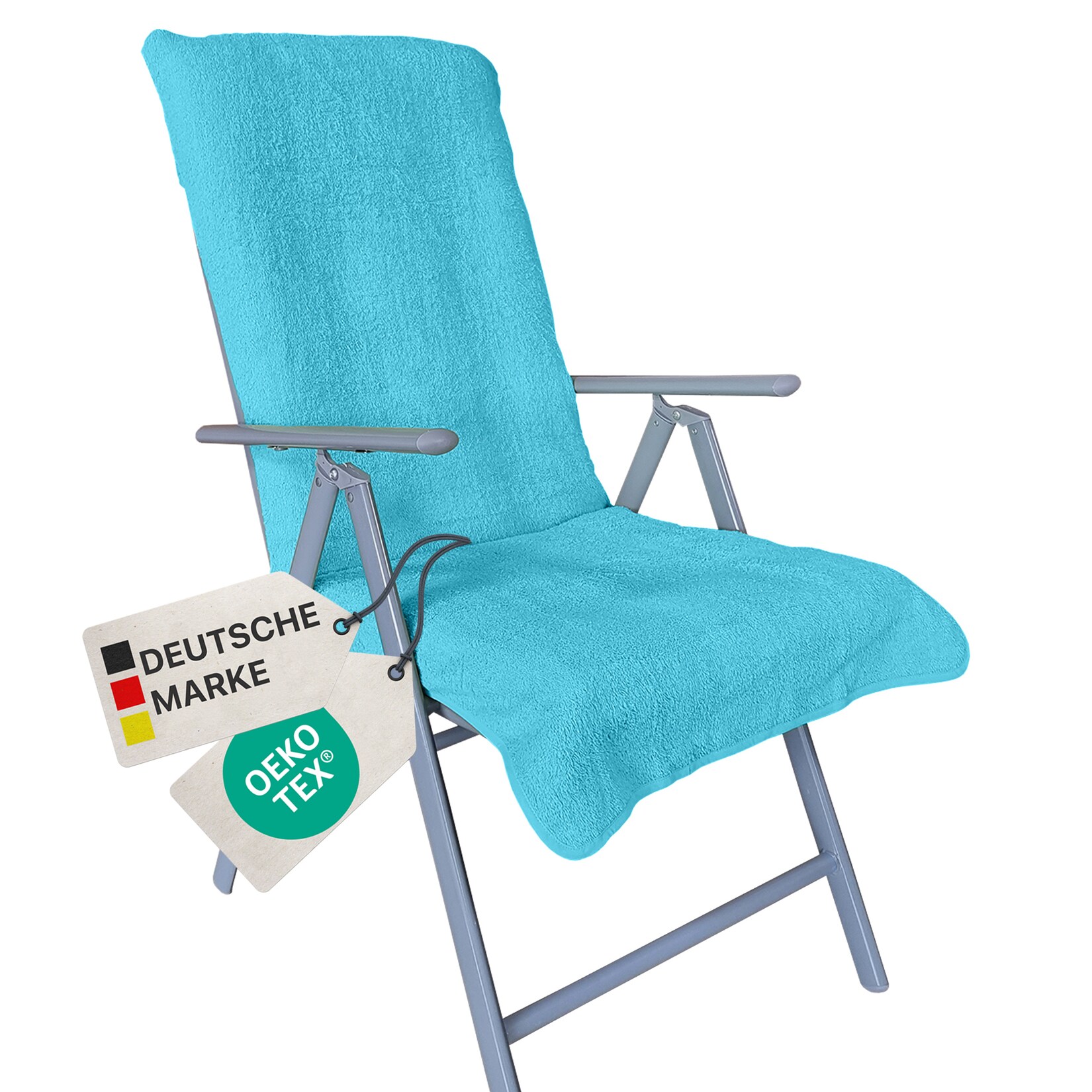 Frottee Schonbezug für Gartenstuhl NYVISpa 60x130 cm - Hygiene Auflage für Hochlehner Gartenstühle Farbe:Türkis