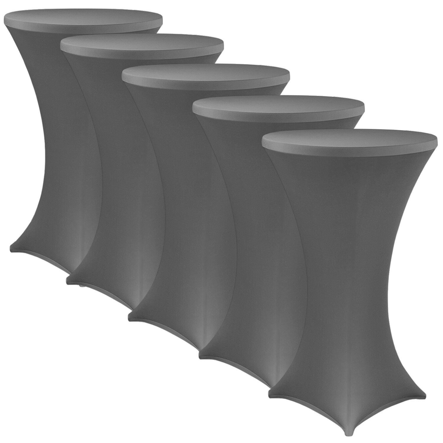NYVI Stehtischhusse NYVIGala - Elastische Stretchhusse f&uuml;r Stehtische & Bistrotische Farbe:Anthrazit;Gr&ouml;&szlig;e:&Oslash; 80-85 cm - 5er Set 