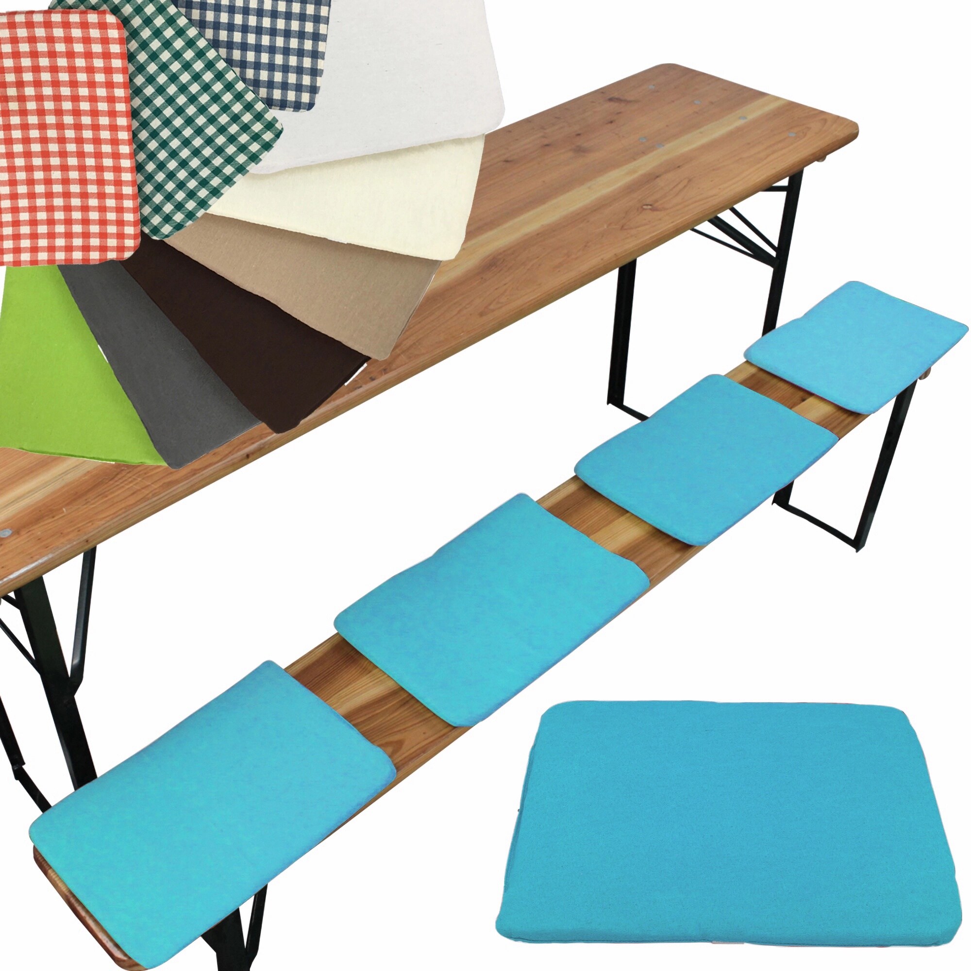 NYVI Bierbank Sitzkissen 36x25 cm NYVIGala 4er Set - Komfortable Sitzpolster f&uuml;r Bierb&auml;nke - Bierbankkissen mit elastischer Klettband Befestigung Farbe:Aqua 