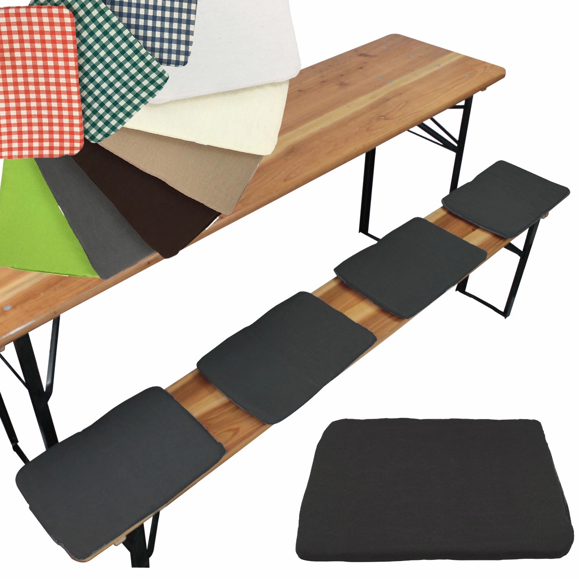 NYVI Bierbank Sitzkissen 36x25 cm NYVIGala 4er Set - Komfortable Sitzpolster f&uuml;r Bierb&auml;nke - Bierbankkissen mit elastischer Klettband Befestigung Farbe:Anthrazit 