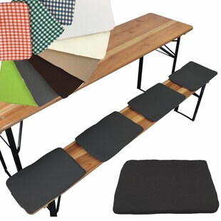 NYVI Bierbank Sitzkissen 36x25 cm NYVIGala 4er Set - Komfortable Sitzpolster für Bierbänke - Bierbankkissen mit elastischer Klettband Befestigung Farbe:Anthrazit 