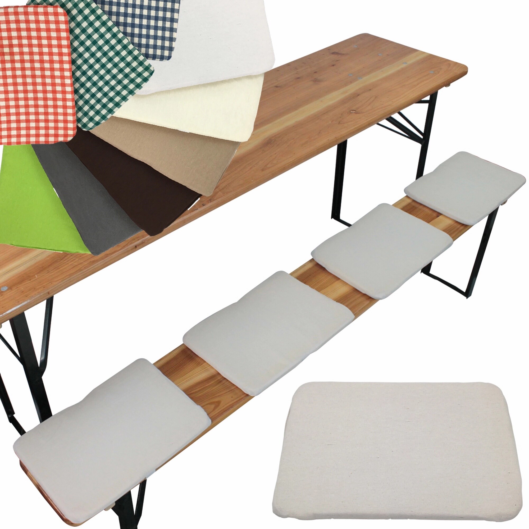 NYVI Bierbank Sitzkissen 36x25 cm NYVIGala 4er Set - Komfortable Sitzpolster f&uuml;r Bierb&auml;nke - Bierbankkissen mit elastischer Klettband Befestigung Farbe:Wei&szlig; 