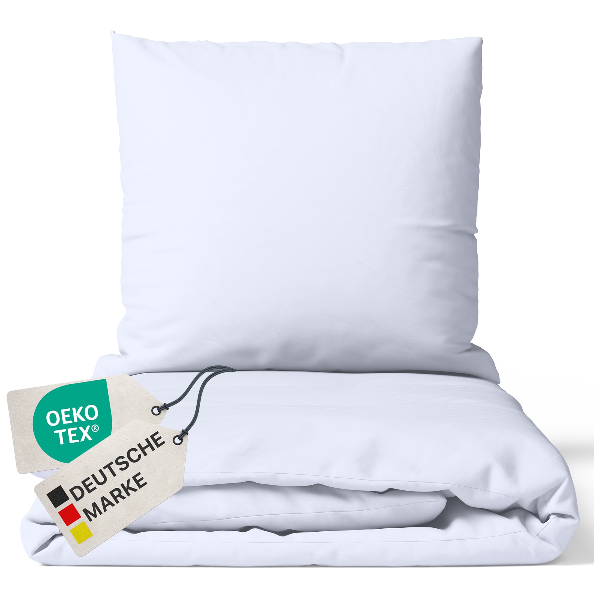 NYVI Bettw&auml;sche Set DreamScience Mikrofaser Uni - Atmungsaktiv & Weich - Mit Rei&szlig;verschluss Gr&ouml;&szlig;e:135x200 + 80x80 cm;Farbe:wei&szlig; 