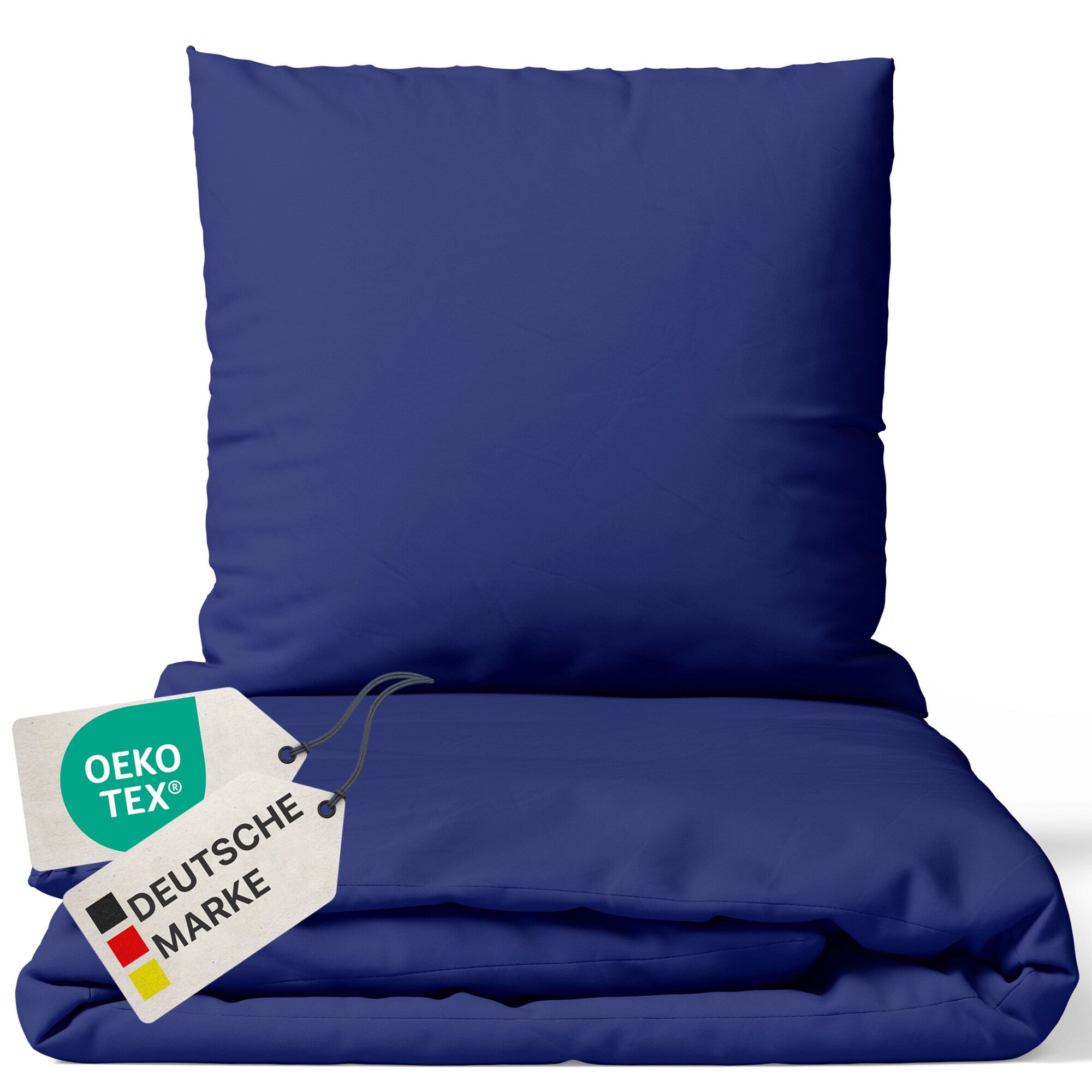 NYVI Bettw&auml;sche Set DreamScience Mikrofaser Uni - Atmungsaktiv & Weich - Mit Rei&szlig;verschluss Gr&ouml;&szlig;e:135x200 + 80x80 cm;Farbe:navyblau 