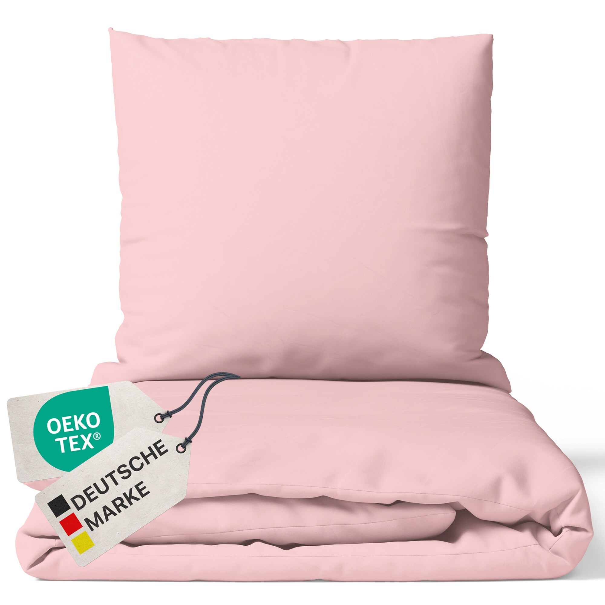 NYVI Bettw&auml;sche Set DreamScience Mikrofaser Uni - Atmungsaktiv & Weich - Mit Rei&szlig;verschluss Gr&ouml;&szlig;e:135x200 + 80x80 cm;Farbe:ros&eacute; 