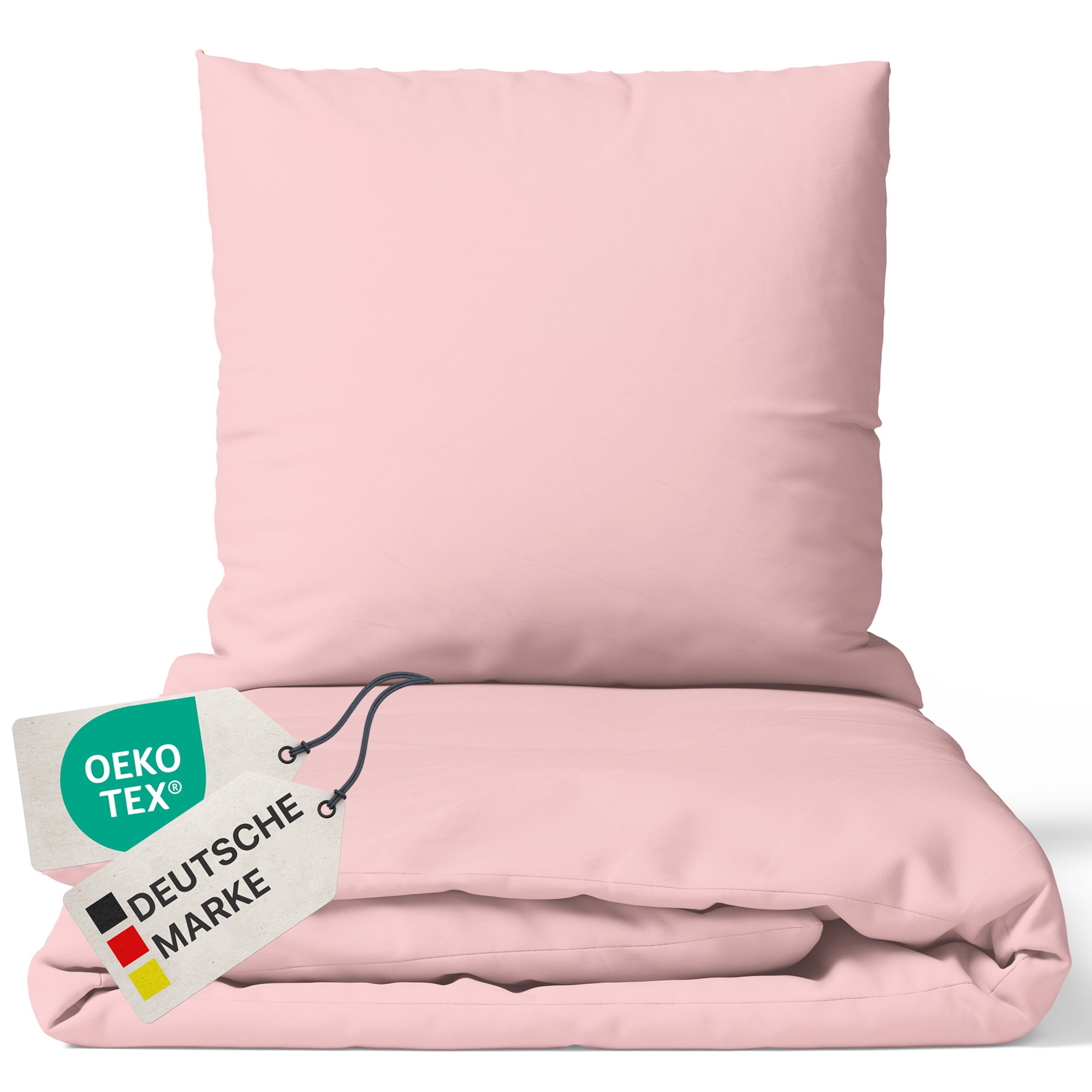 NYVI Bettw&auml;sche Set DreamScience Mikrofaser Uni - Atmungsaktiv & Weich - Mit Rei&szlig;verschluss Farbe:ros&eacute;;Gr&ouml;&szlig;e:155x220 + 80x80 cm 