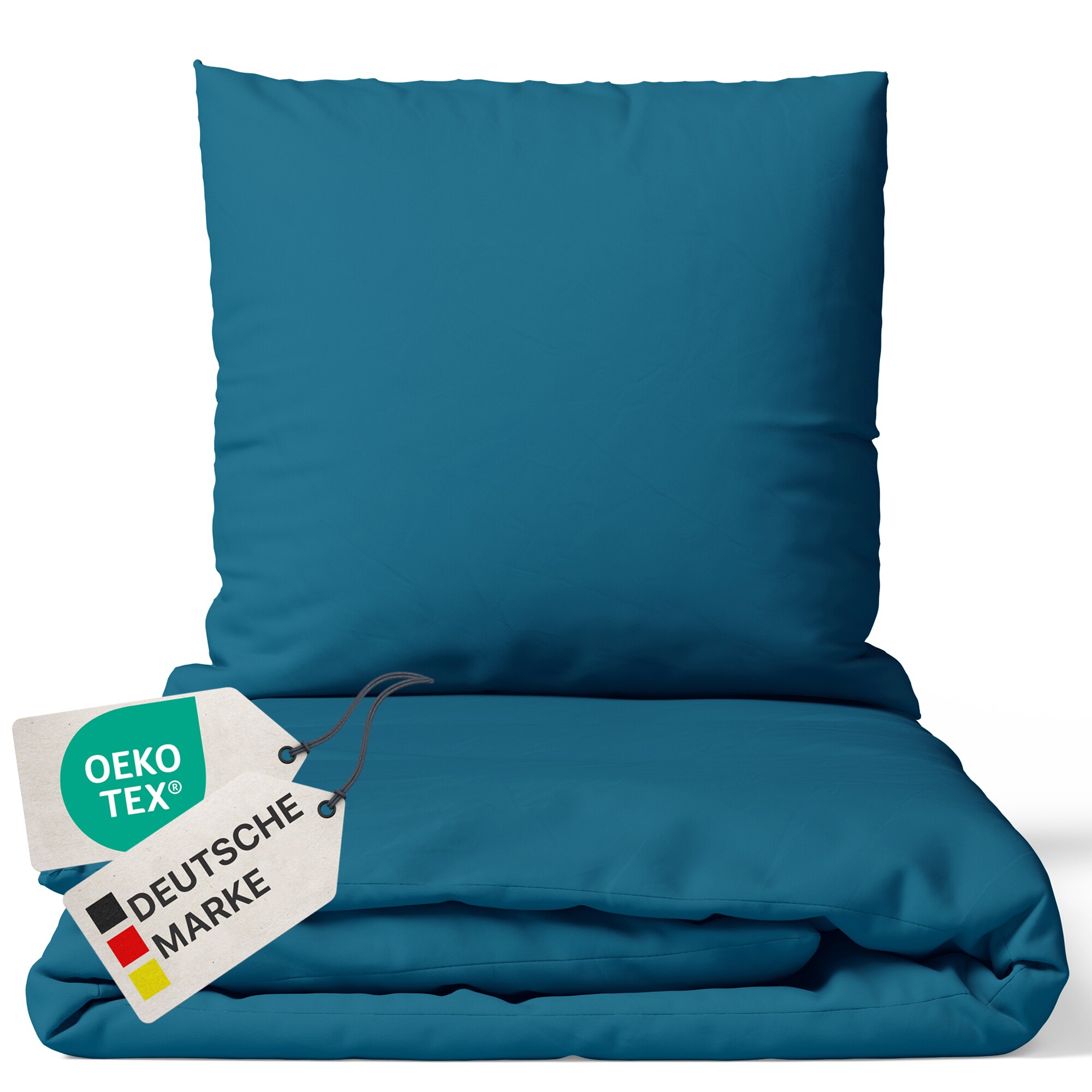 NYVI Bettw&auml;sche Set DreamScience Mikrofaser Uni - Atmungsaktiv & Weich - Mit Rei&szlig;verschluss Farbe:petrol;Gr&ouml;&szlig;e:200x200 + 2x 80x80 cm 