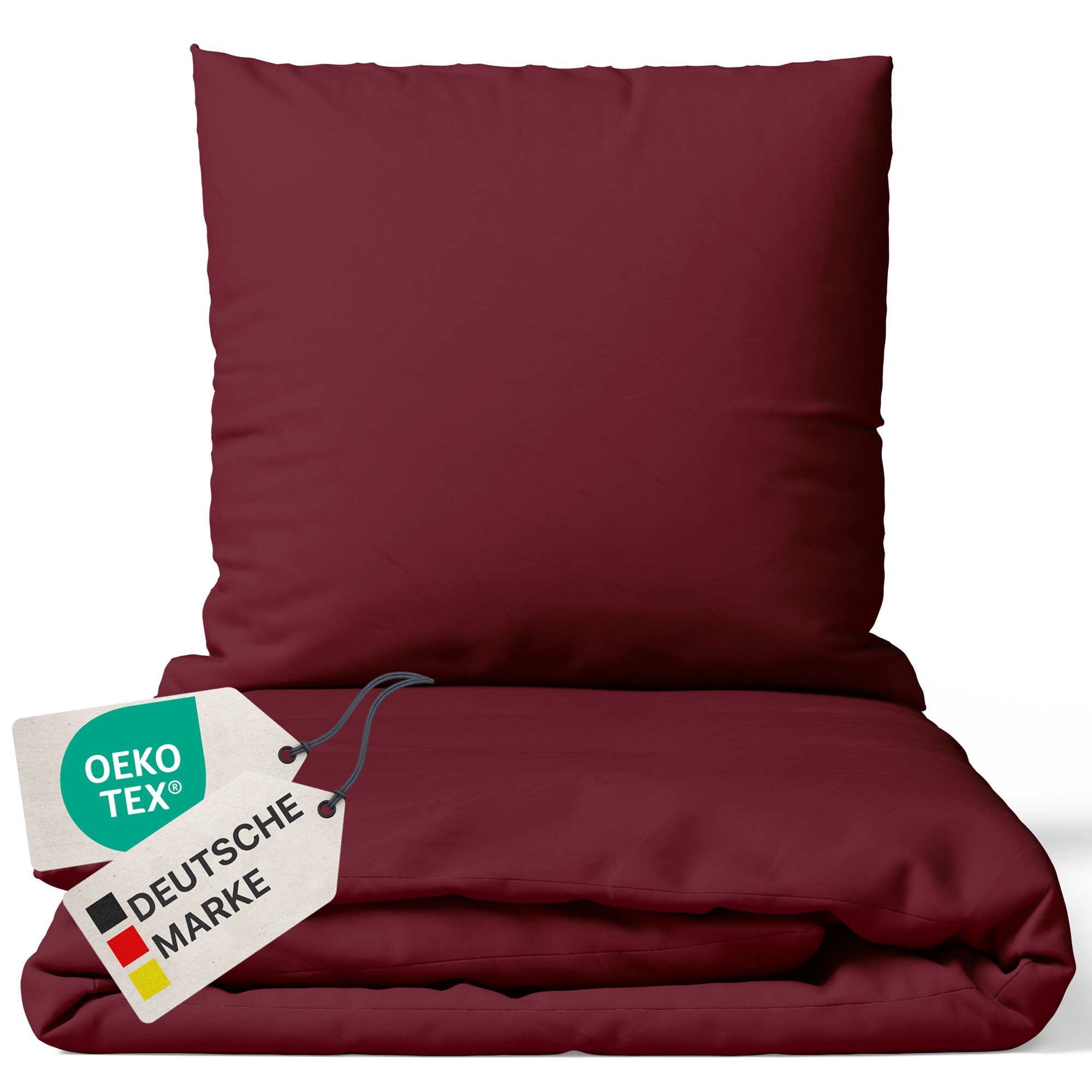 NYVI Bettw&auml;sche Set DreamScience Mikrofaser Uni - Atmungsaktiv & Weich - Mit Rei&szlig;verschluss Farbe:bordeaux;Gr&ouml;&szlig;e:200x200 + 2x 80x80 cm 