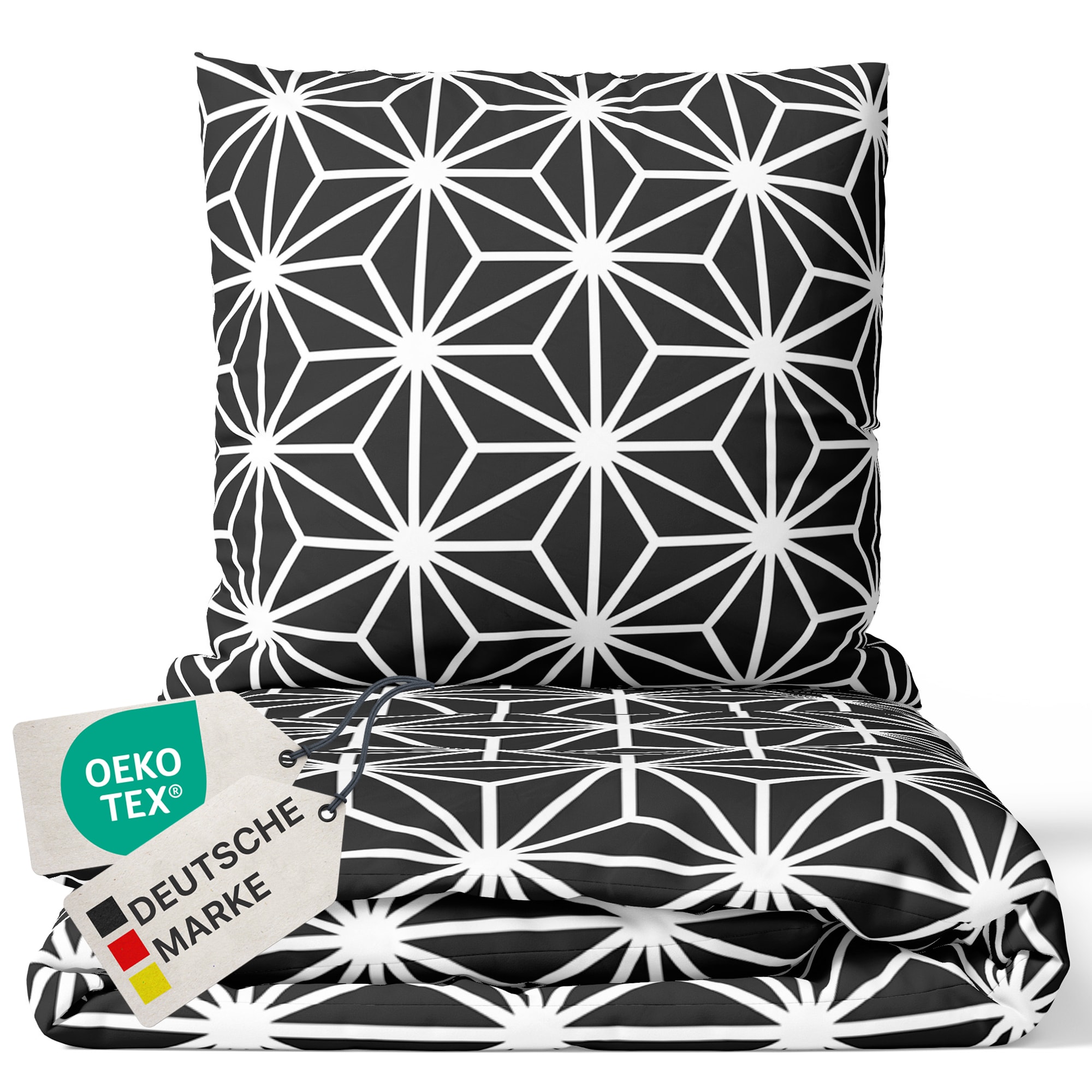 NYVI Bettw&auml;sche Set DreamScience Mikrofaser Design - Atmungsaktiv & Weich - Mit Rei&szlig;verschluss Gr&ouml;&szlig;e:135x200 + 80x80 cm;Farbe:Star 